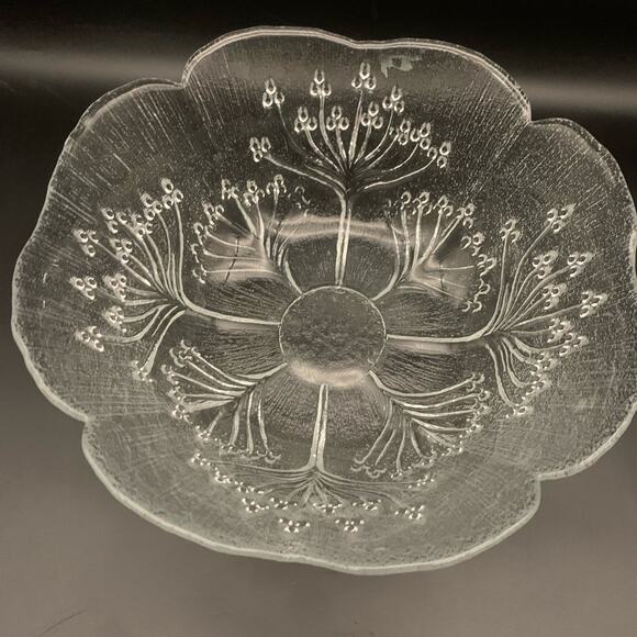 Vintage Dansk Floriform Scalloped Glass Serving Bowl Italy - Picture 1 of 8
